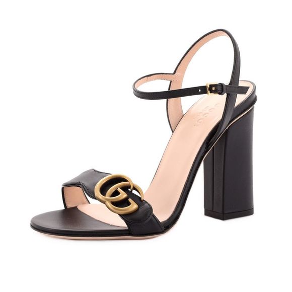 Gucci Shoes - Gucci Women's GG Marmont Block Heel Sandals Leather Black